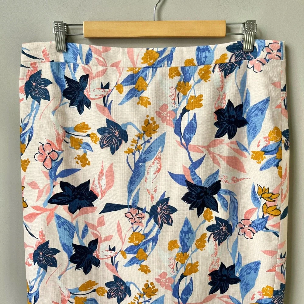 J. Crew Factory Skirt Women's 14 New NWT Pink Floral Office Feminine Preppy